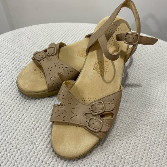 SAS Duo Straps Quarter Strap Sandals Brown Leather Size 8 - Picture 3 of 10